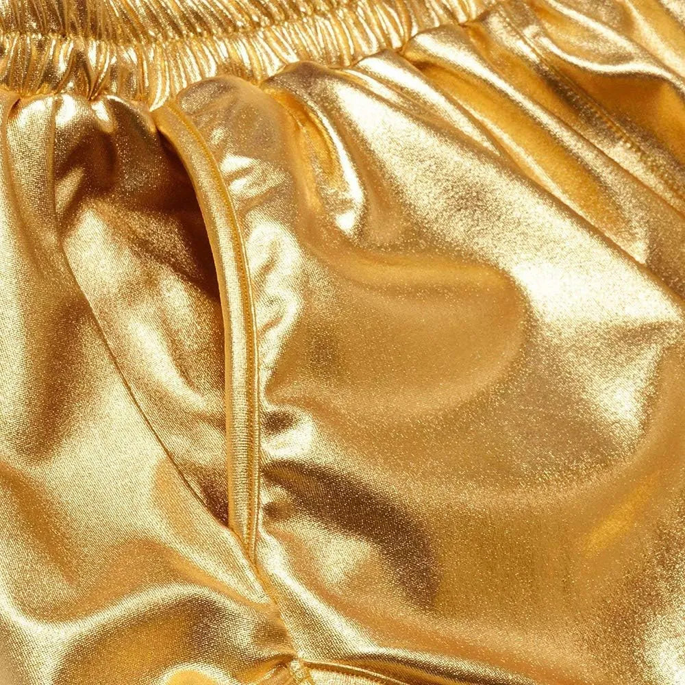 Women's Yoga Hot Shorts Elastic Waist Shiny Metallic Short Pants